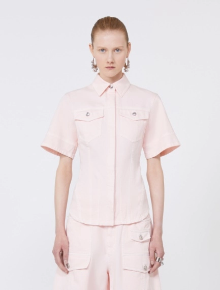 Slim-fit bull denim shirt - PINK - Sportmax - 2