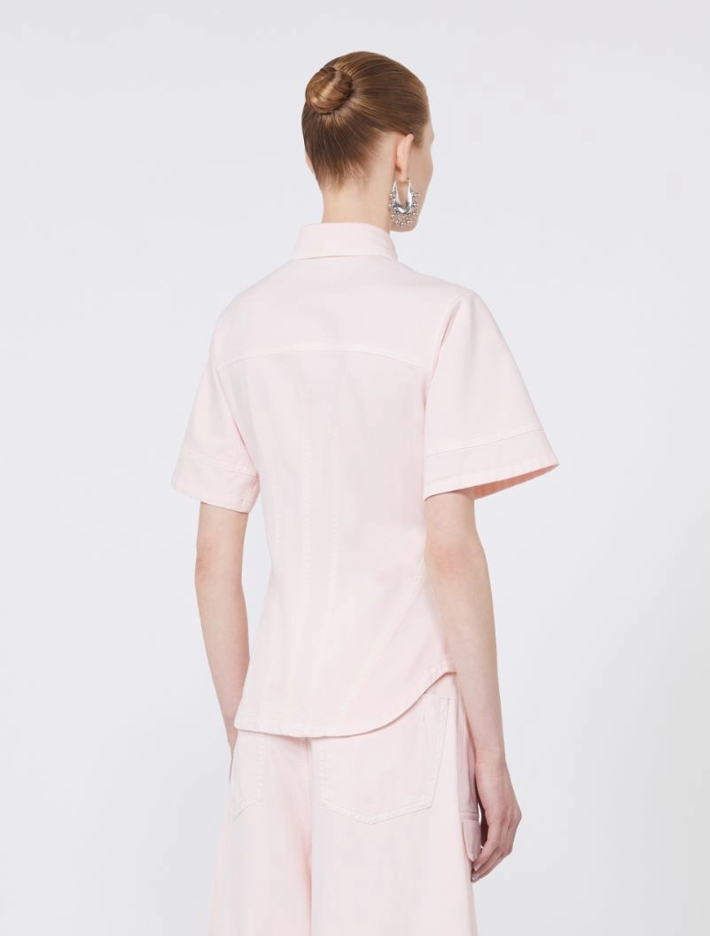 Slim-fit bull denim shirt - PINK - Sportmax - 3