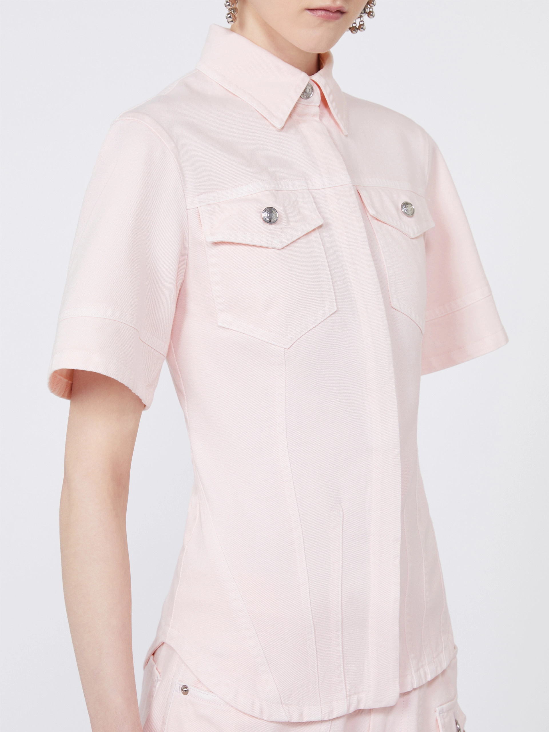 Slim-fit bull denim shirt - PINK - Sportmax - 5