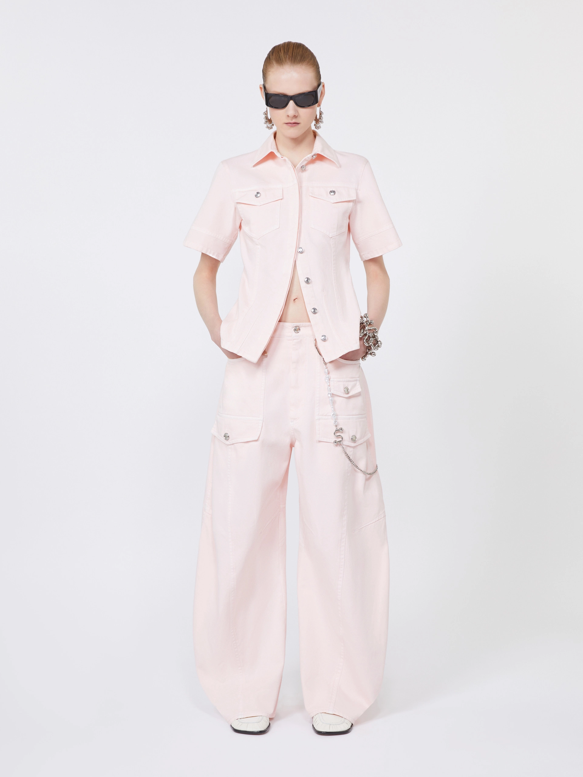 Slim-fit bull denim shirt - PINK - Sportmax