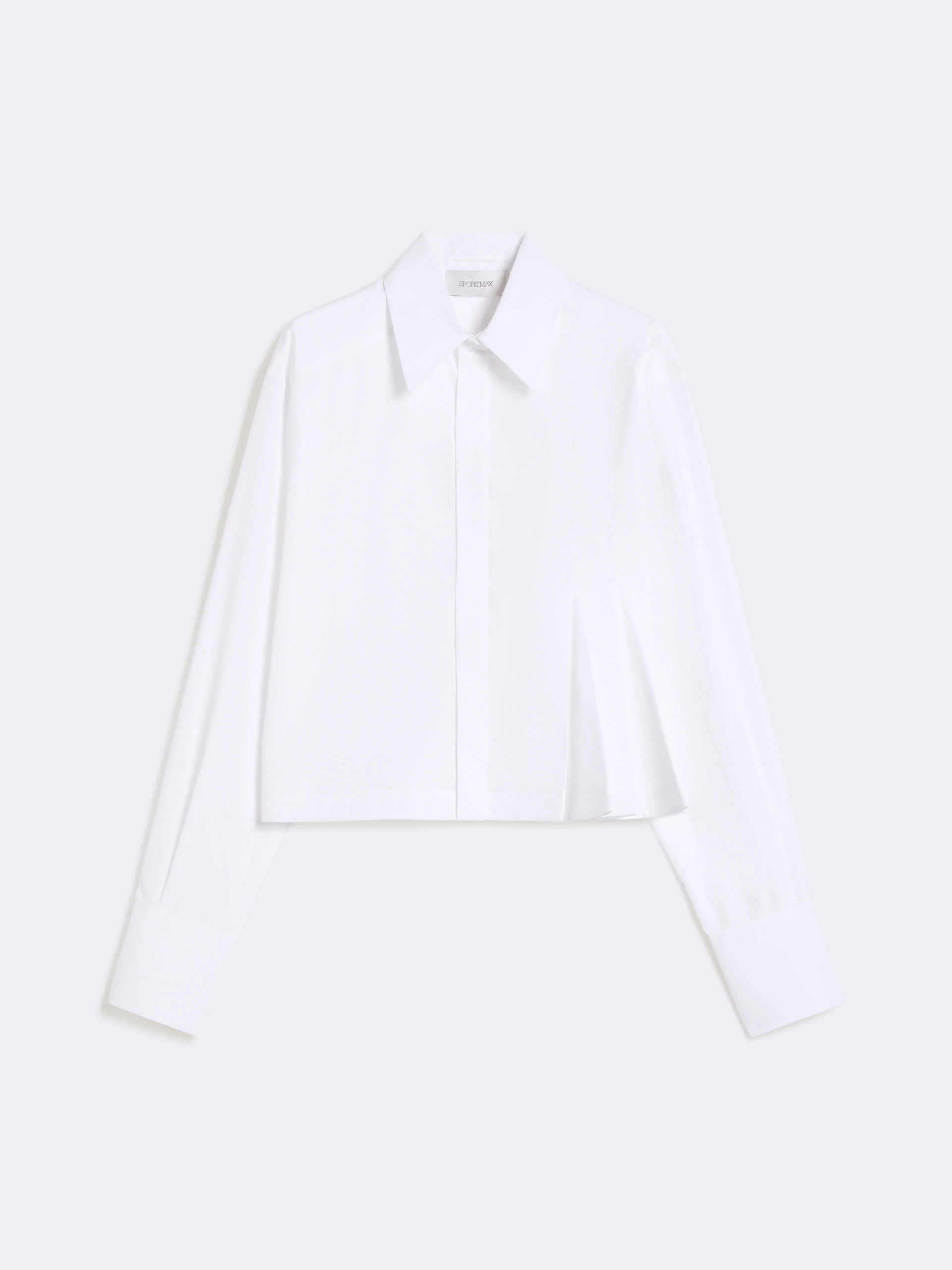 Cropped poplin shirt with asymmetrical pleats - OPTICAL WHITE - Sportmax - 6