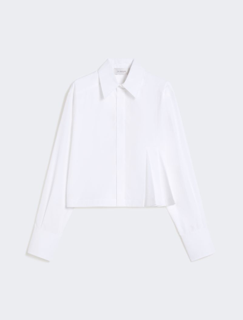 Cropped poplin shirt with asymmetrical pleats - OPTICAL WHITE - Sportmax - 7