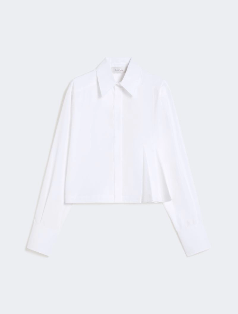 Cropped poplin shirt with asymmetrical pleats - OPTICAL WHITE - Sportmax - 7