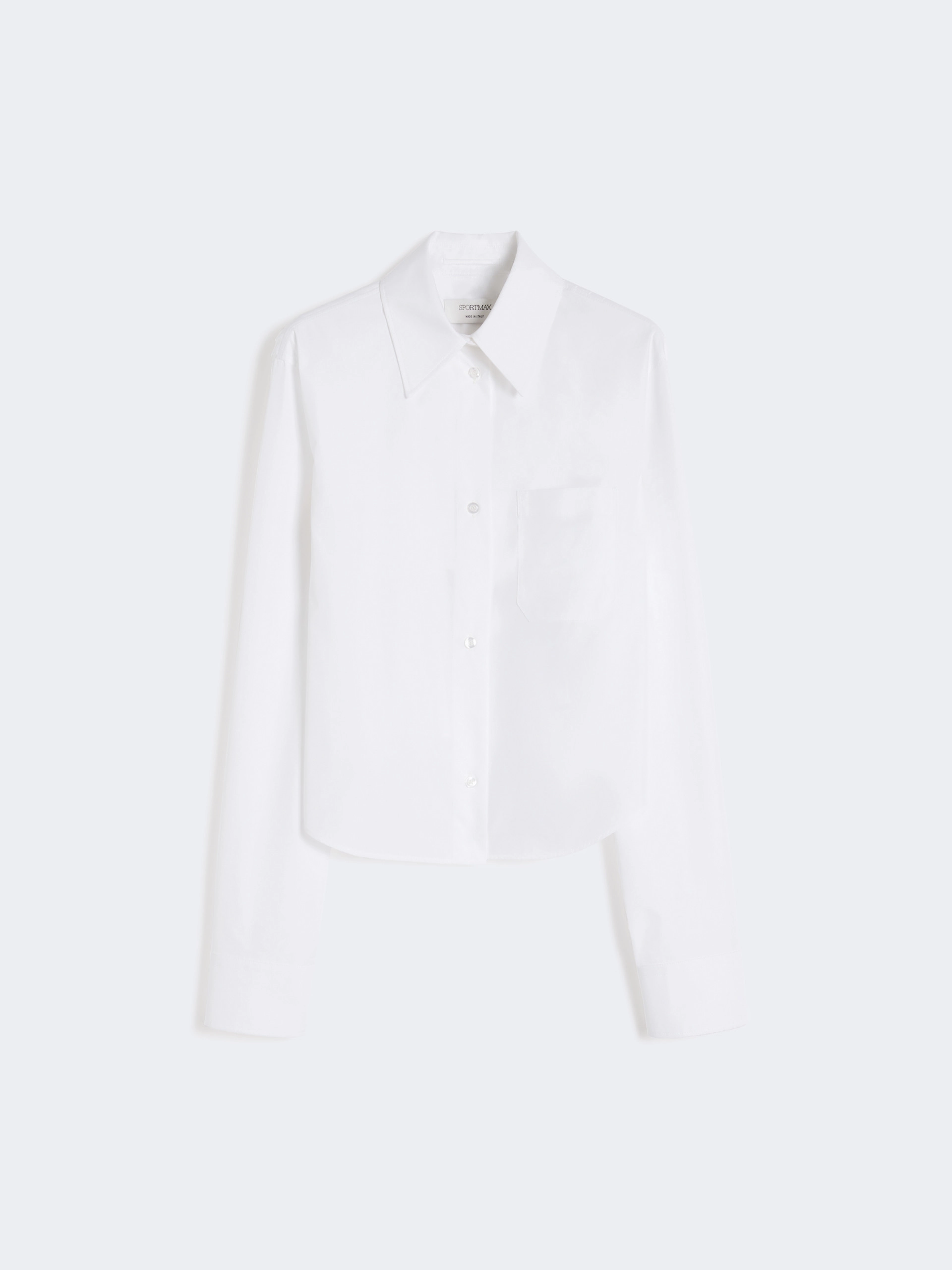 Cotton cropped shirt with pleated back - OPTICAL WHITE - Sportmax - 5