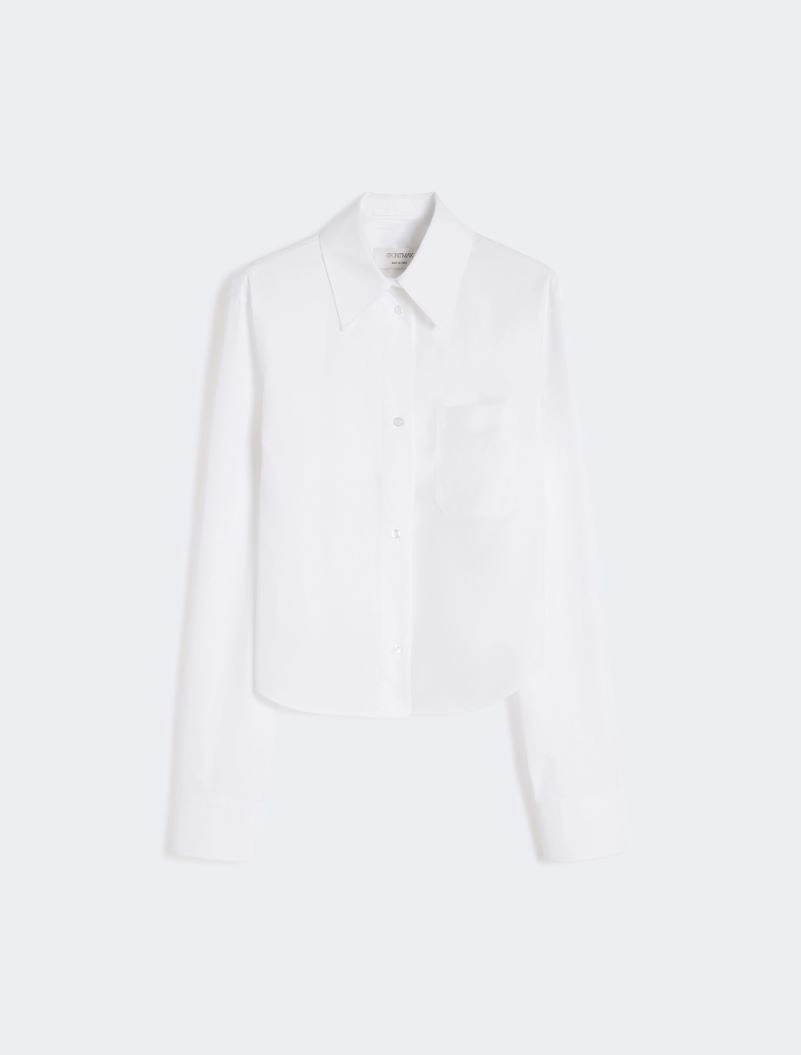 Cotton cropped shirt with pleated back - OPTICAL WHITE - Sportmax - 6