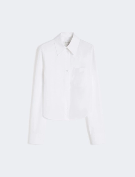 Cotton cropped shirt with pleated back - OPTICAL WHITE - Sportmax - 6