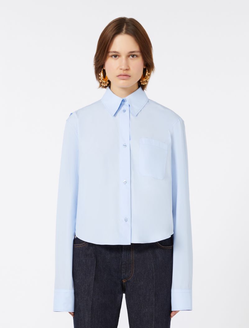 Cotton cropped shirt with pleated back - LIGHT BLUE - Sportmax - 2