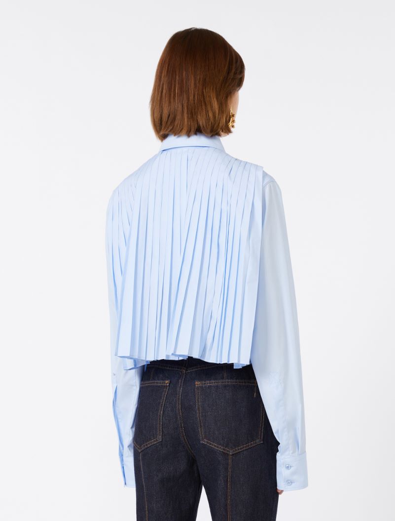 Cotton cropped shirt with pleated back - LIGHT BLUE - Sportmax - 3