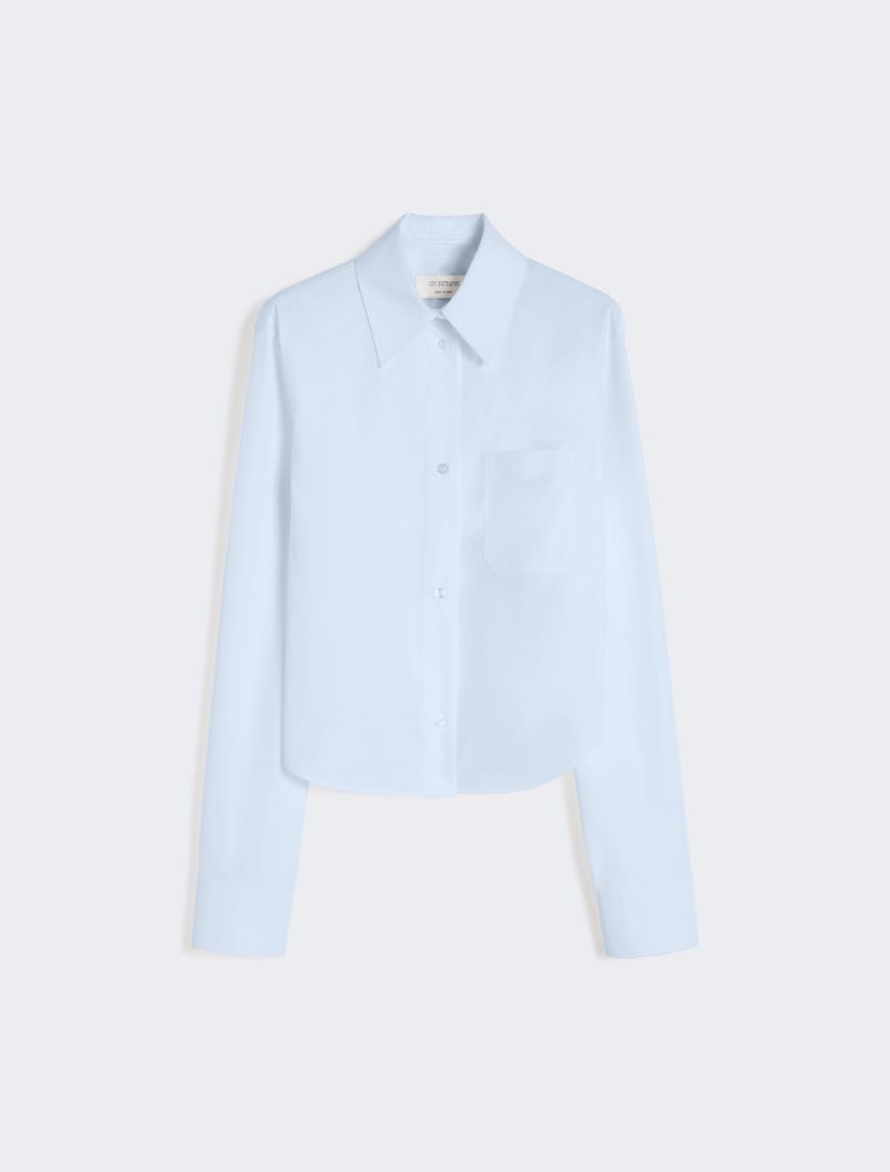 Cotton cropped shirt with pleated back - LIGHT BLUE - Sportmax - 6