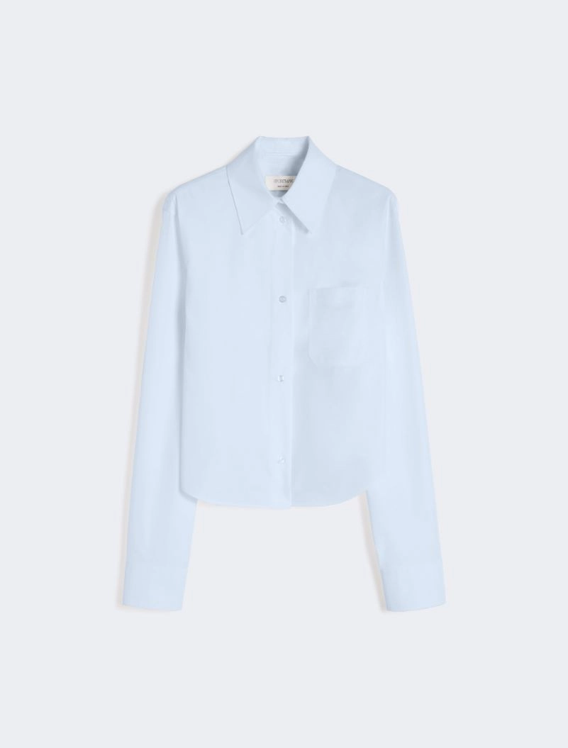 Cotton cropped shirt with pleated back - LIGHT BLUE - Sportmax - 6