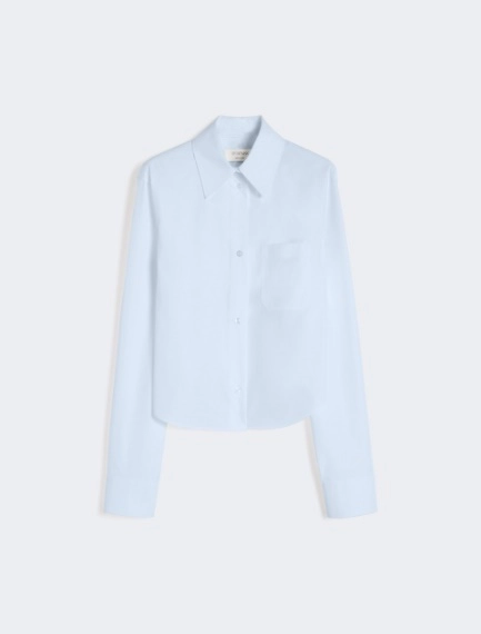 Cotton cropped shirt with pleated back - LIGHT BLUE - Sportmax