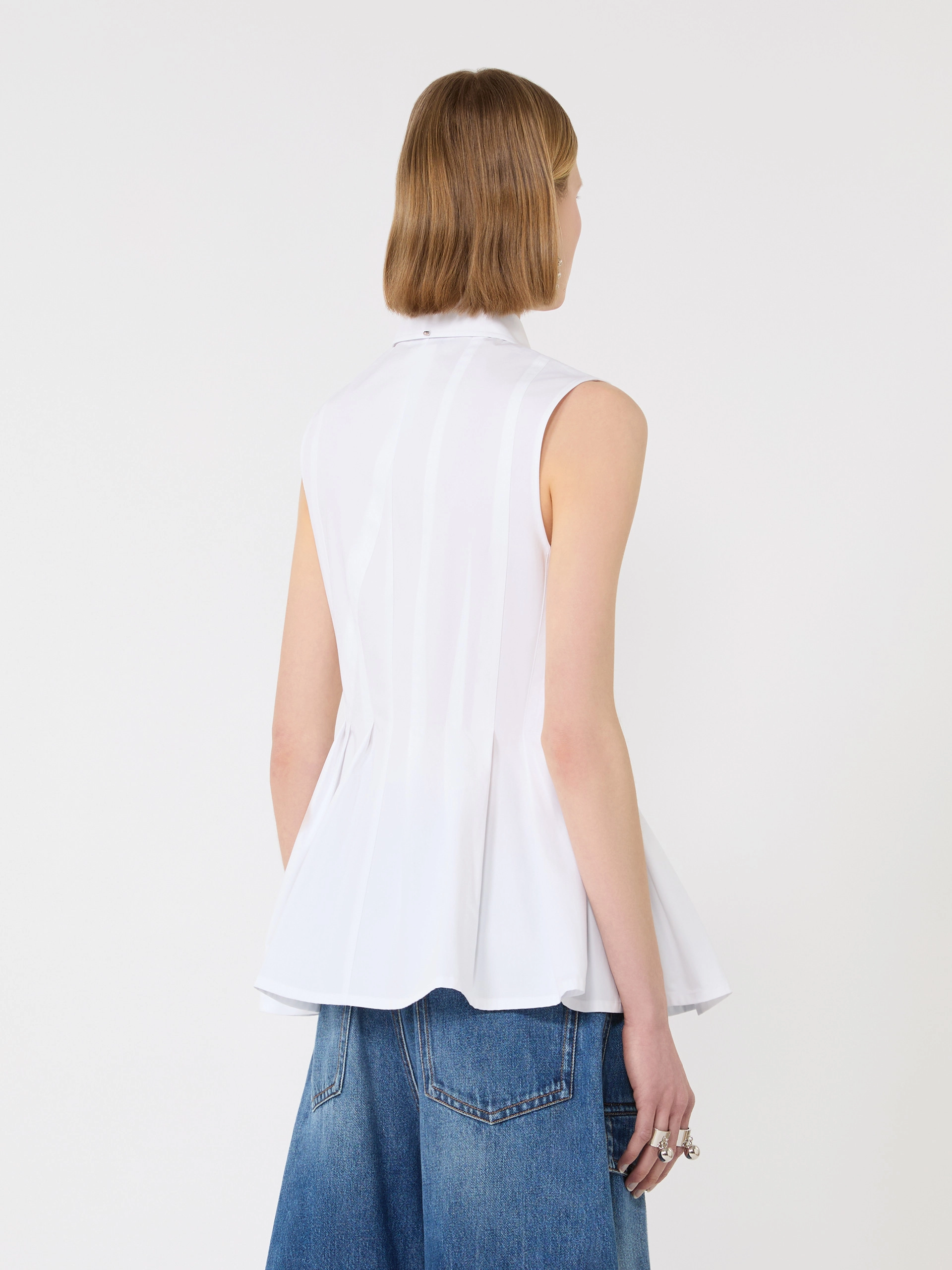 Sleeveless heavy cotton canvas shirt - OPTICAL WHITE - Sportmax - 3