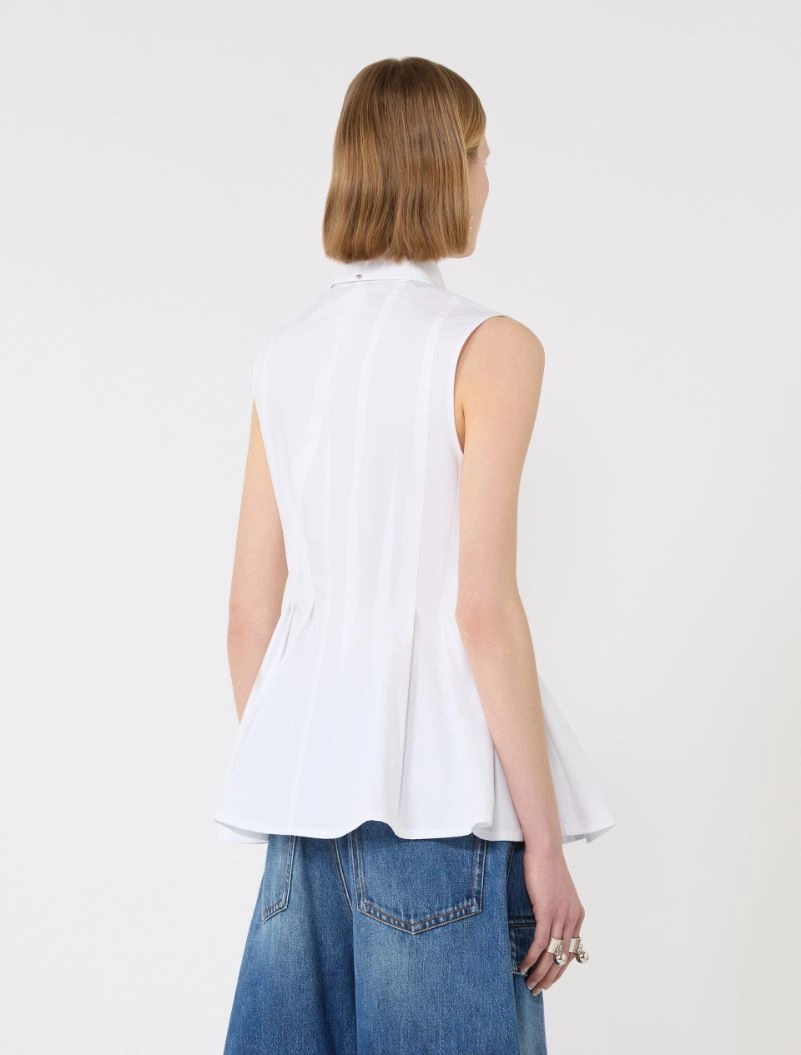 Sleeveless heavy cotton canvas shirt - OPTICAL WHITE - Sportmax - 3