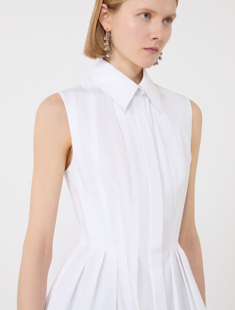 Sleeveless heavy cotton canvas shirt - OPTICAL WHITE - Sportmax - 5