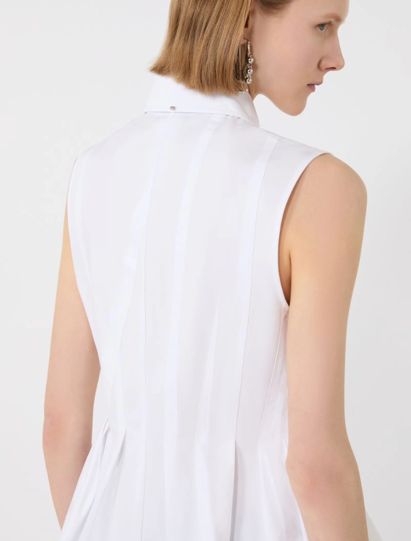 Sleeveless heavy cotton canvas shirt - OPTICAL WHITE - Sportmax - 6