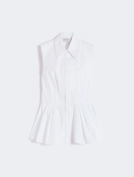 Sleeveless heavy cotton canvas shirt - OPTICAL WHITE - Sportmax