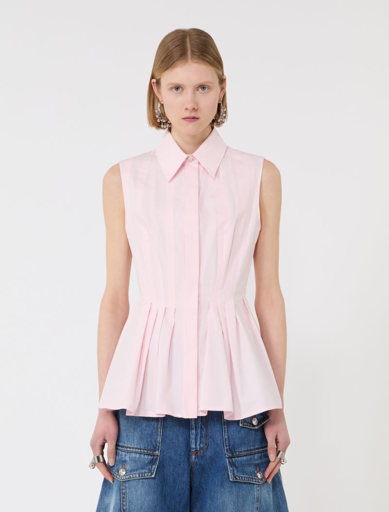 Sleeveless heavy cotton canvas shirt - PINK - Sportmax - 2