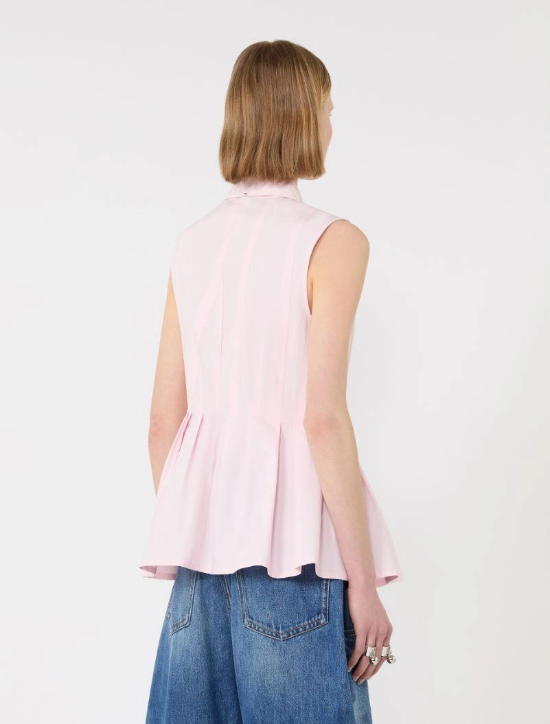 Sleeveless heavy cotton canvas shirt - PINK - Sportmax - 3