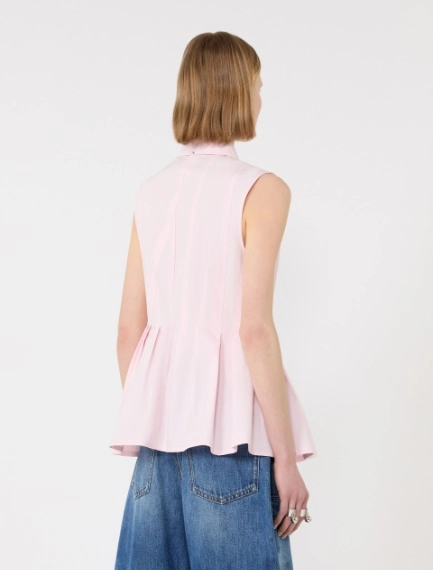 Sleeveless heavy cotton canvas shirt - PINK - Sportmax - 3