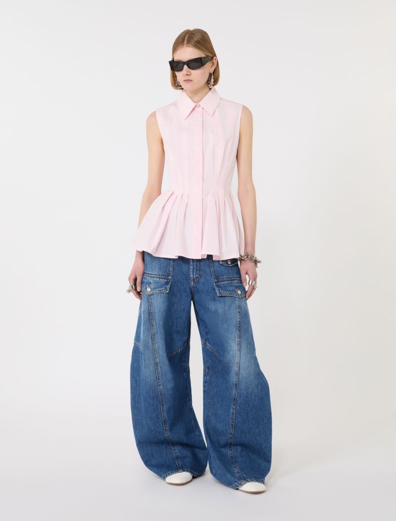 Sleeveless heavy cotton canvas shirt - PINK - Sportmax