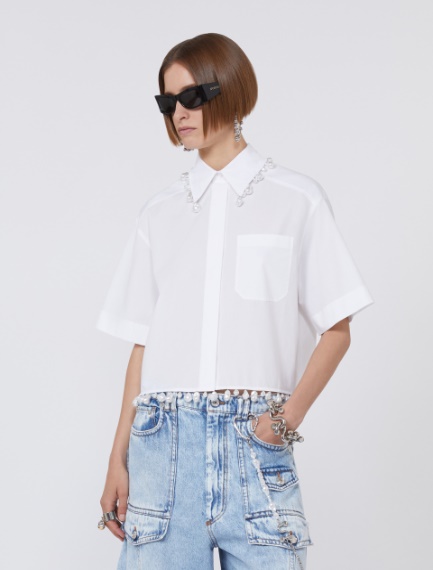 Boxy cotton shirt - OPTICAL WHITE - Sportmax