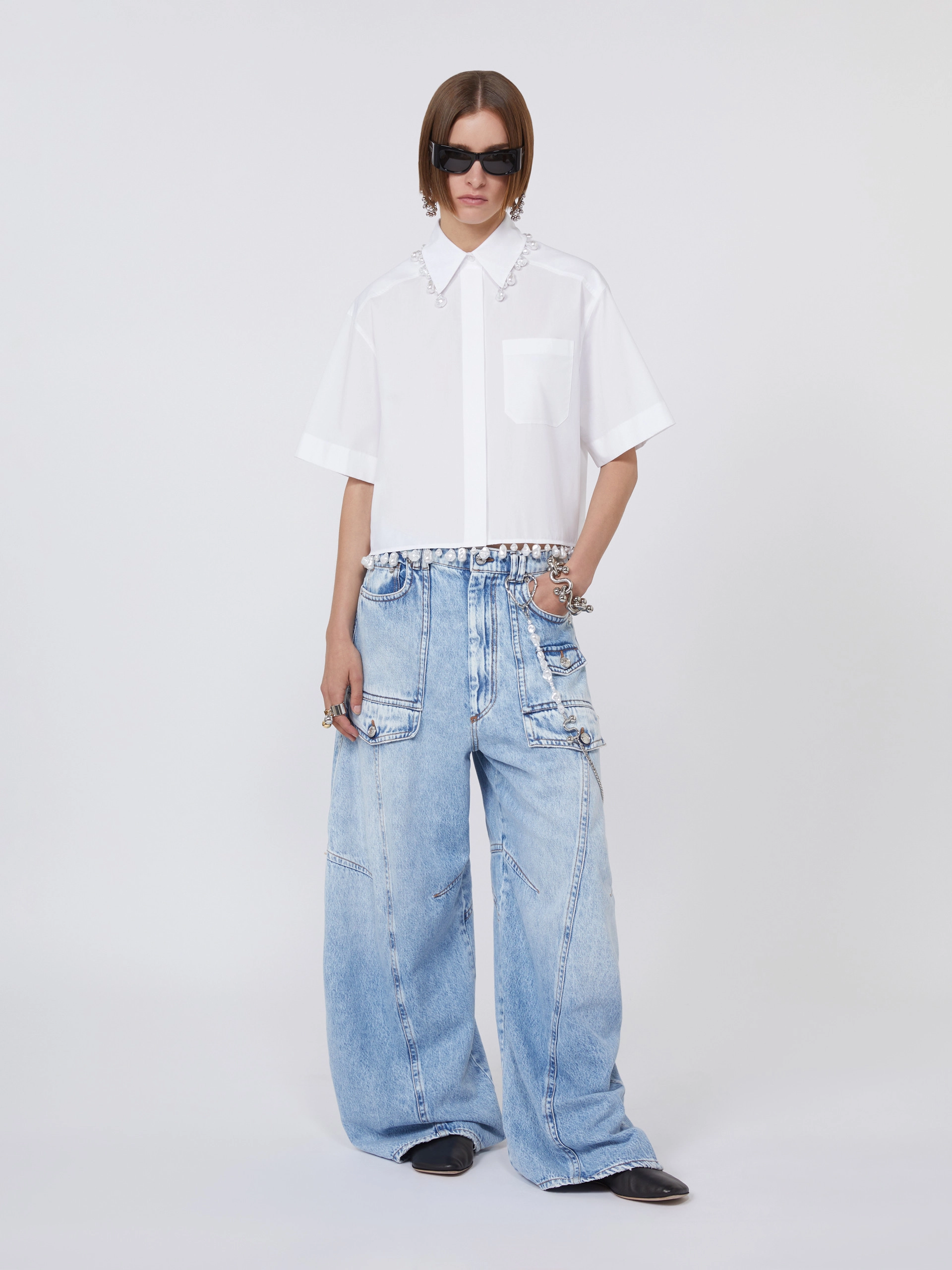 Boxy cotton shirt - OPTICAL WHITE - Sportmax