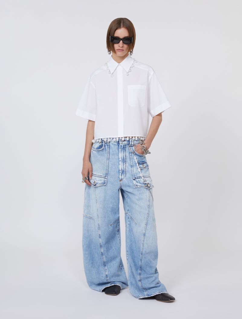Boxy cotton shirt - OPTICAL WHITE - Sportmax