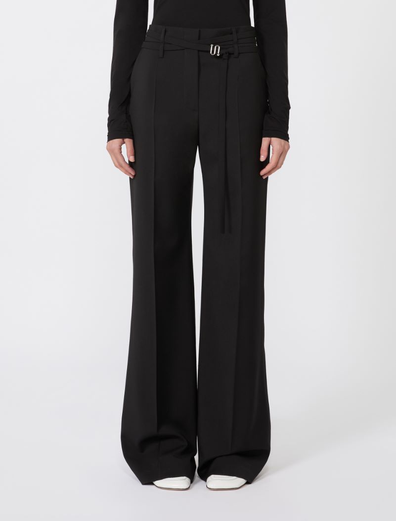Flared stretch woollen cloth trousers - BLACK - Sportmax - 2