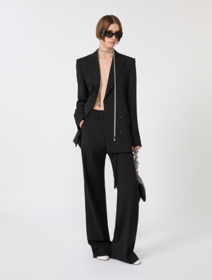 Flared stretch woollen cloth trousers - BLACK - Sportmax