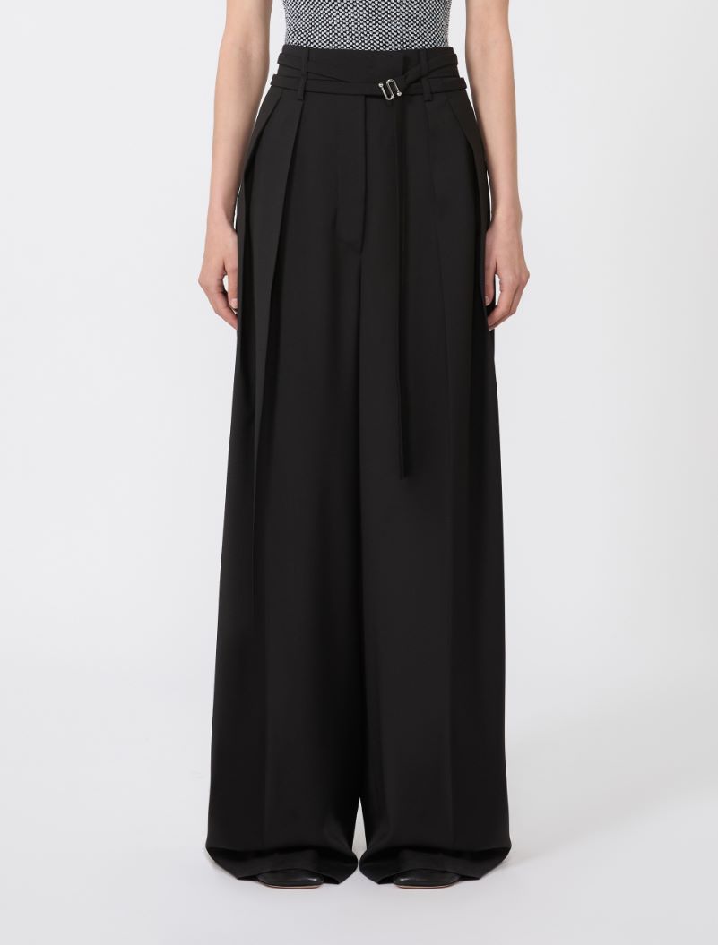 Wide-fit stretch wool trousers - BLACK - Sportmax - 2