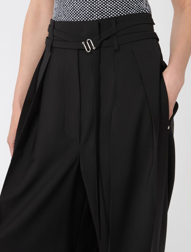 Wide-fit stretch wool trousers - BLACK - Sportmax - 4