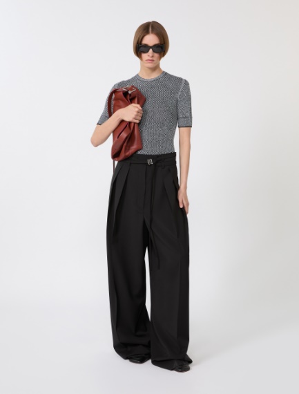 Wide-fit stretch wool trousers - BLACK - Sportmax