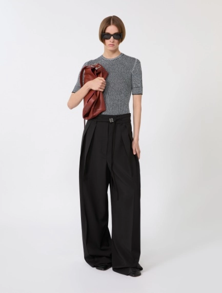 Wide-fit stretch wool trousers - BLACK - Sportmax - 1