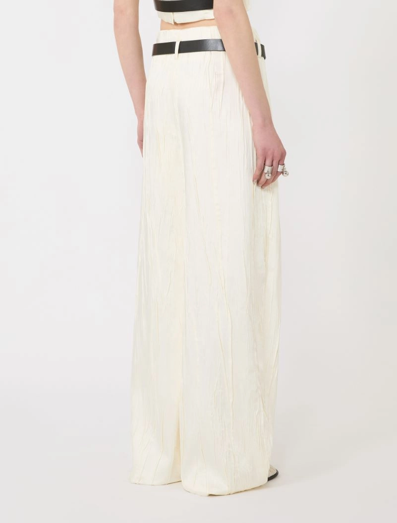 Low-waisted wide trousers in satin - IVORY - Sportmax - 3