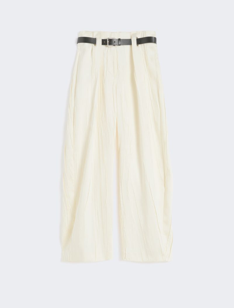 Low-waisted wide trousers in satin - IVORY - Sportmax - 6