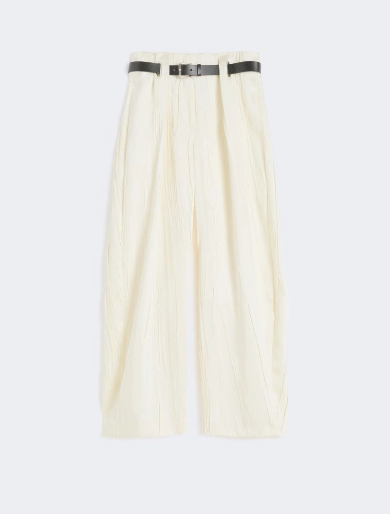 Low-waisted wide trousers in satin - IVORY - Sportmax - 6