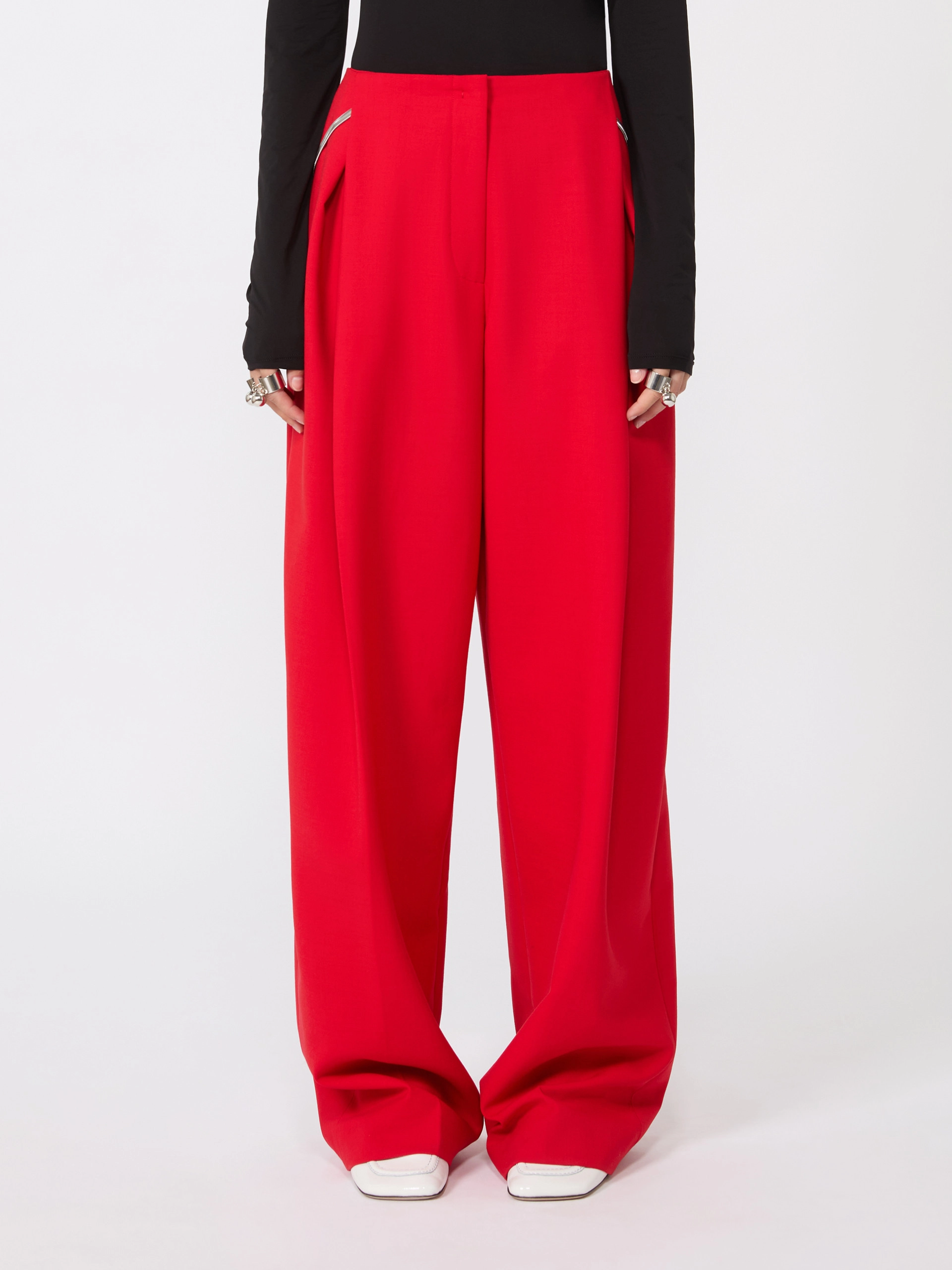 Pleated stretch wool trousers - RED - Sportmax - 2