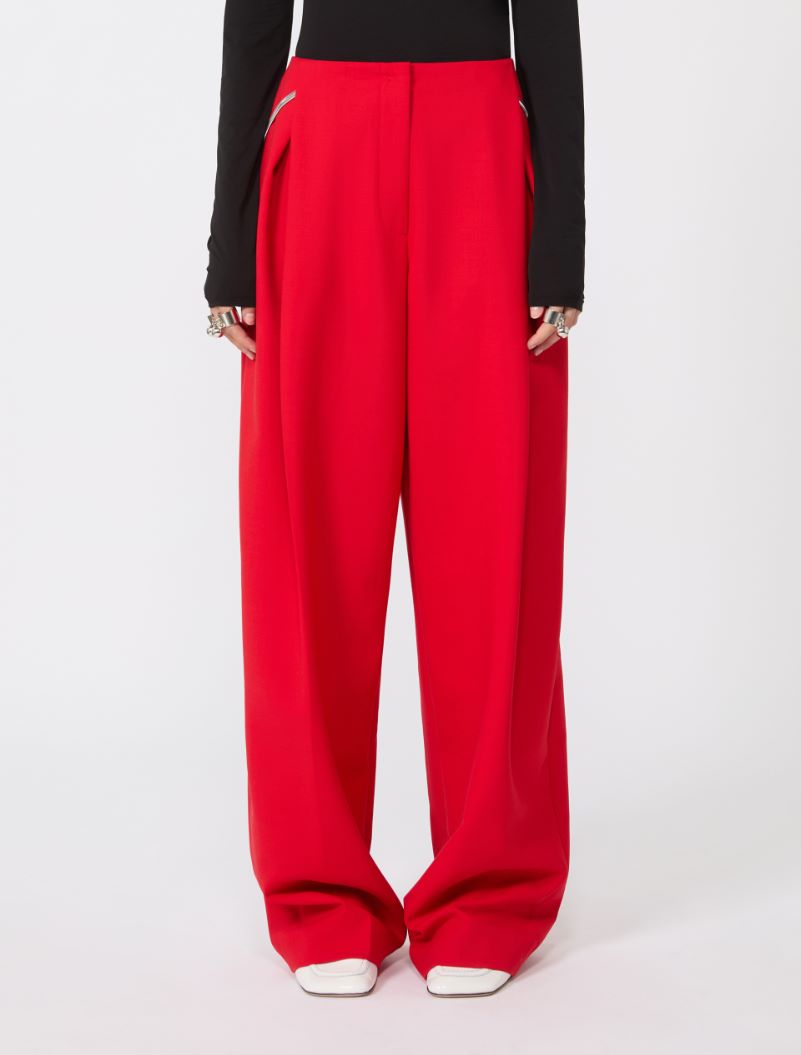 Pleated stretch wool trousers - RED - Sportmax - 2