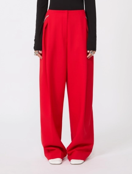 Pleated stretch wool trousers - RED - Sportmax - 2