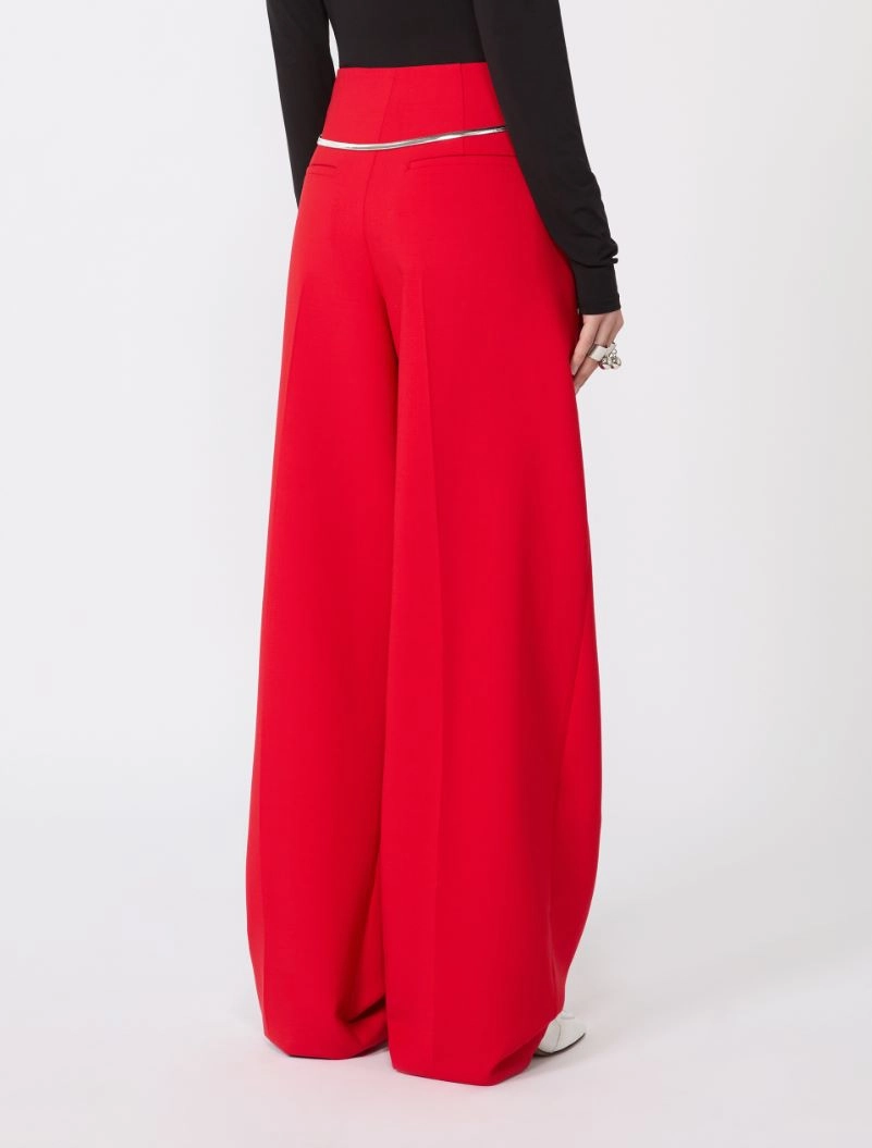 Pleated stretch wool trousers - RED - Sportmax - 3