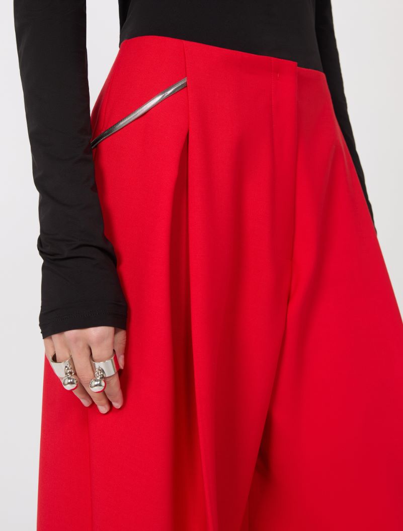 Pleated stretch wool trousers - RED - Sportmax - 4