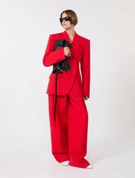 Pleated stretch wool trousers - RED - Sportmax - 1