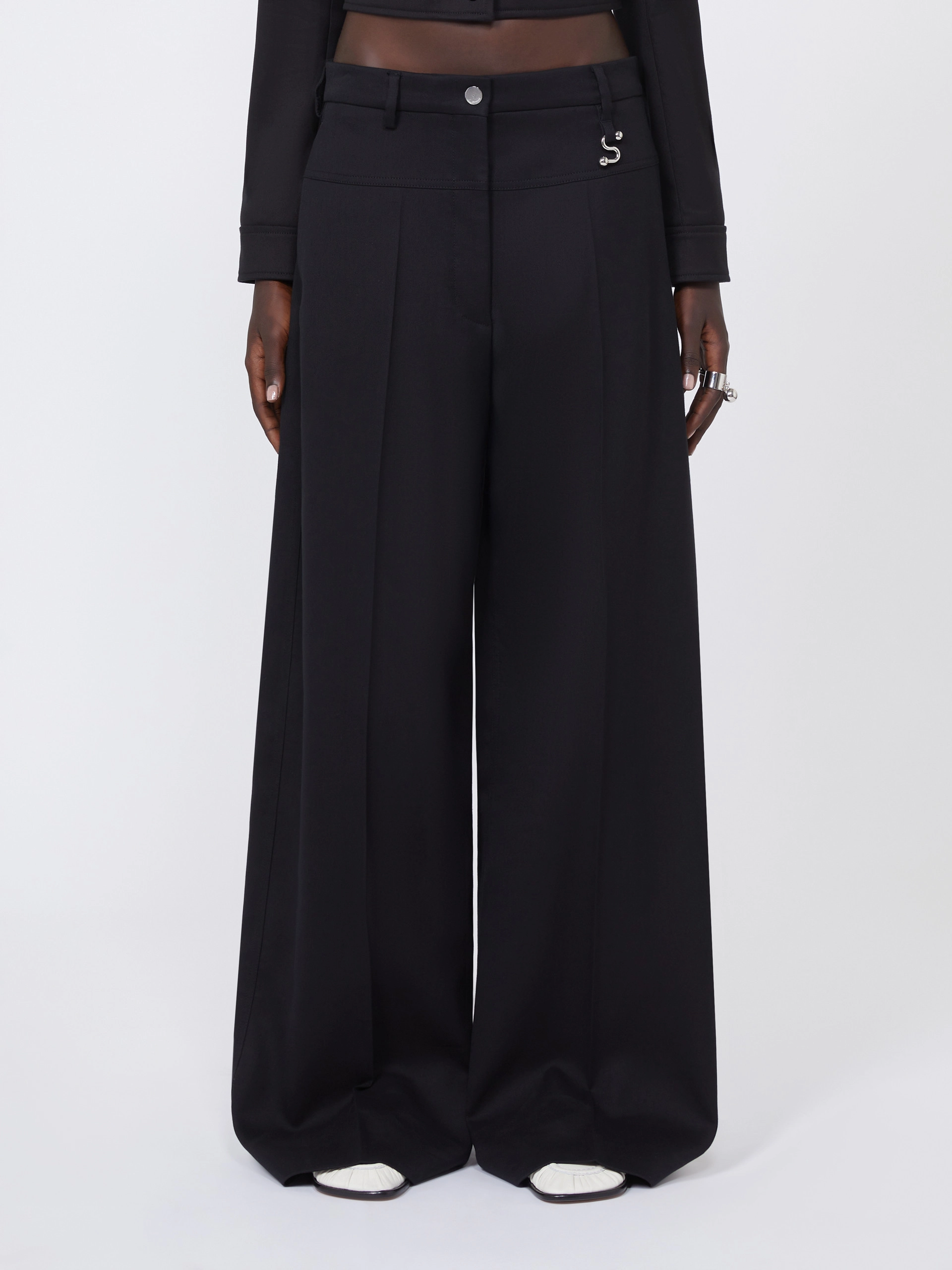 Oversized gabardine trousers - BLACK - Sportmax - 2