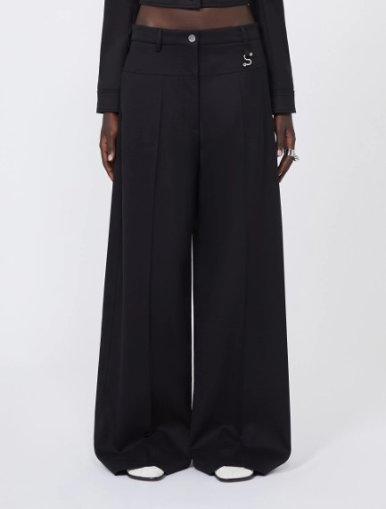 Oversized gabardine trousers - BLACK - Sportmax - 2