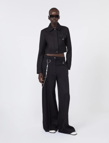 Pantalon surdimensionné en gabardine - NOIR - Sportmax