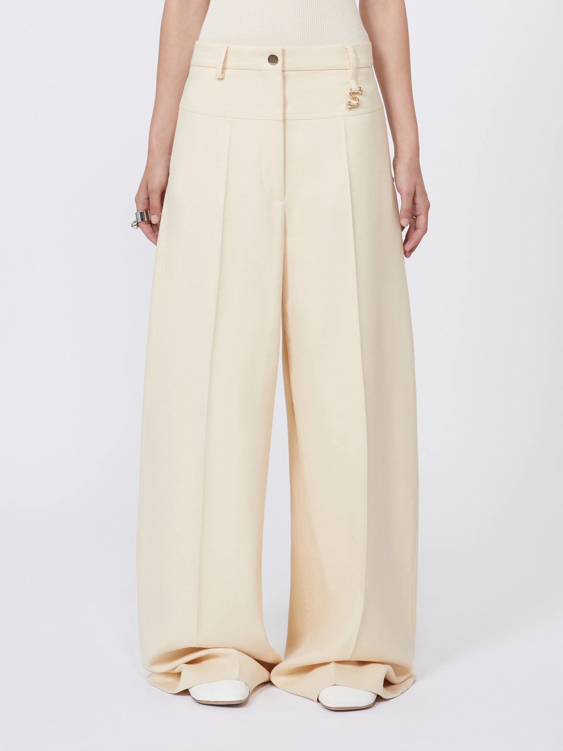 Oversized gabardine trousers - VANILLA - Sportmax - 2