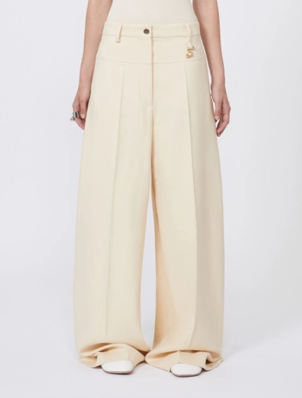 Oversized gabardine trousers - VANILLA - Sportmax - 2