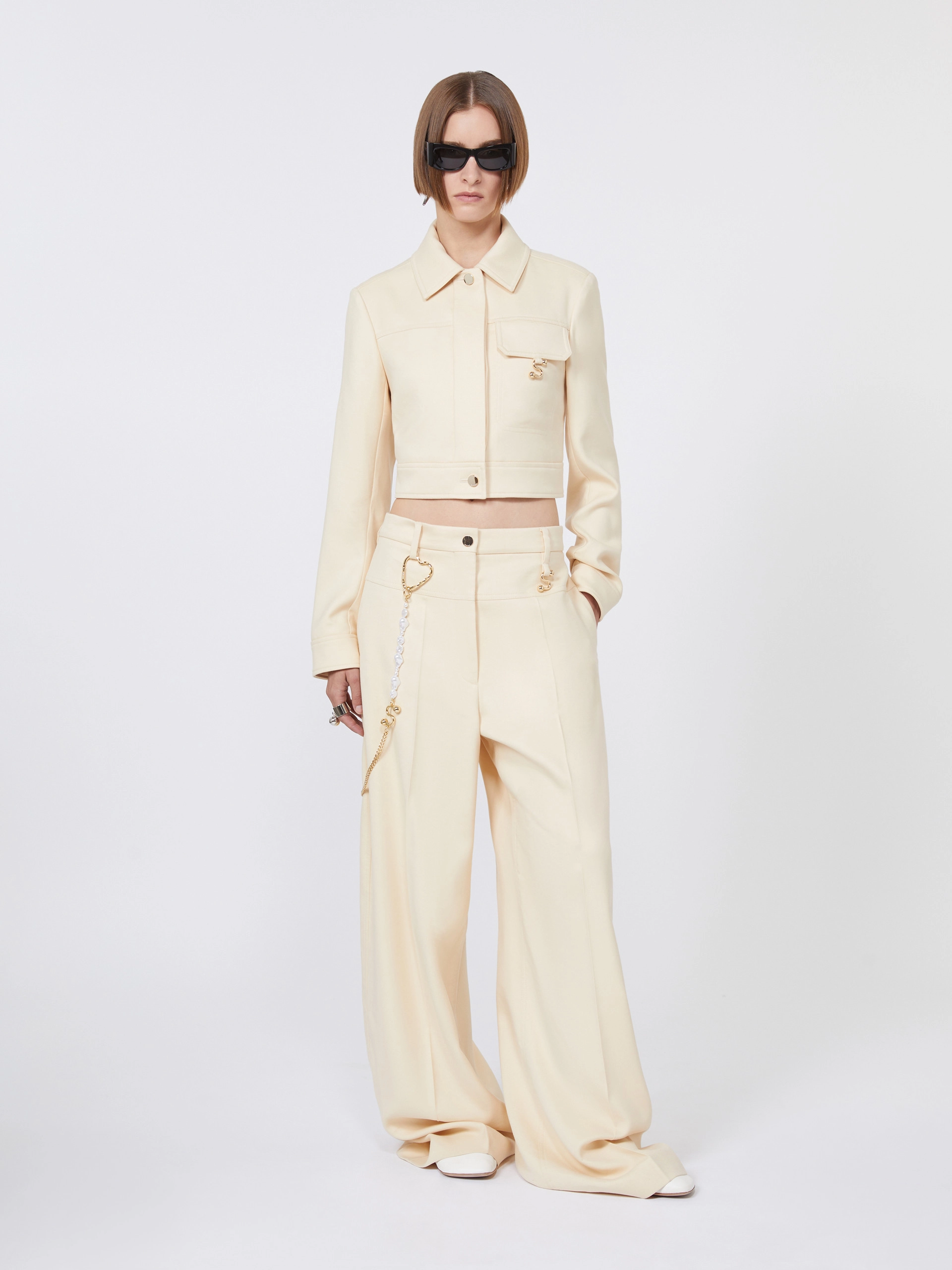 Oversized gabardine trousers - VANILLA - Sportmax