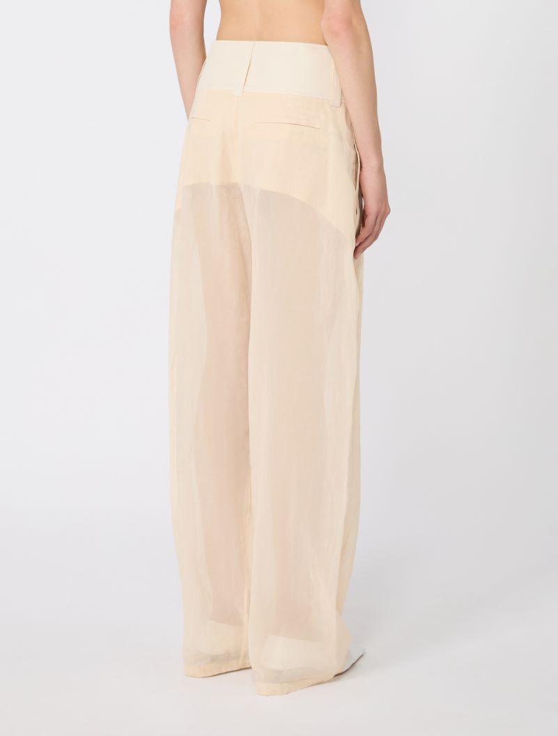 Wide-fit trousers in organza-feel cotton voile - ECRU - Sportmax - 3