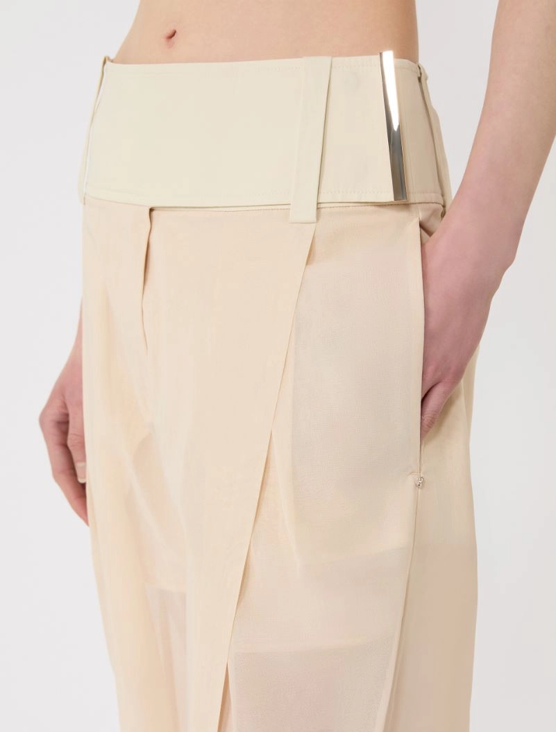 Wide-fit trousers in organza-feel cotton voile - ECRU - Sportmax - 4